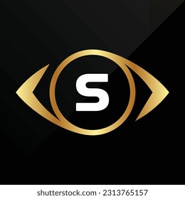 S Letra de oro de lujo inicial Tipo de signo de logotipo Icono de elegancia simple