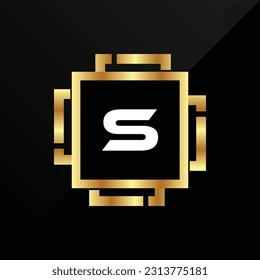 S Initial luxury gold Letter Type Logo Sign Symbol Icon Simple Elegance