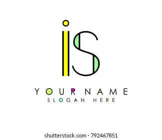I & S initial minimalist logo template vector