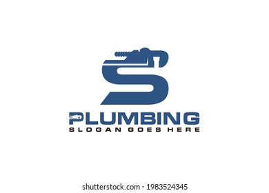 S Initial for Plumbing Service Logo Template, Water Service Logo icon.