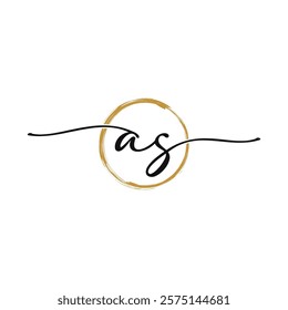 A S Initial Script Letter Beauty Logo Template