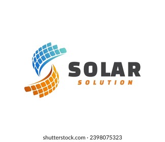 S initial solar energy system solution logo icon symbol design template illustration inspiration