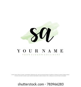 S A Initial water color logo template vector