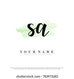 S A Initial water color logo template vector