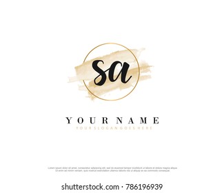 S A Initial water color logo template vector