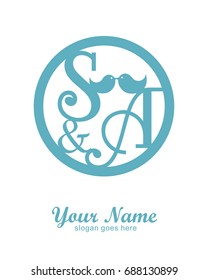 S A initial wedding decorative logo template
