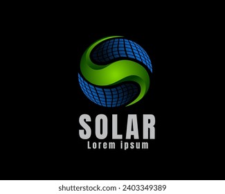 S initial world globe solar power logo icon symbol design template illustration inspiration