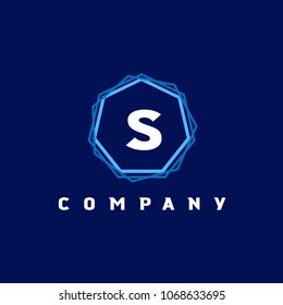 S inside abstract polygon logo