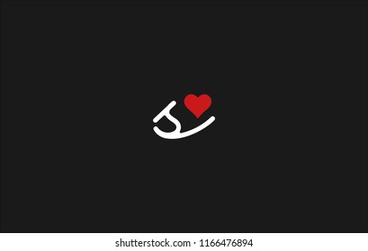 S intials with heart vector for logo
