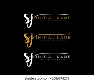 S J Initial handwriting logo vector. Hand lettering for designs.