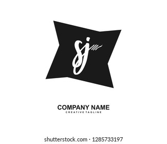 S J Initial Handwriting Logo Template Vector