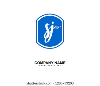 S J Initial Handwriting Logo Template Vector