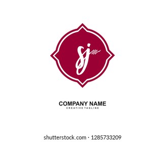 S J Initial Handwriting Logo Template Vector