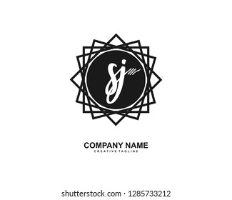 S J Initial Handwriting Logo Template Vector