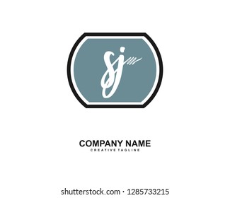 S J Initial Handwriting Logo Template Vector