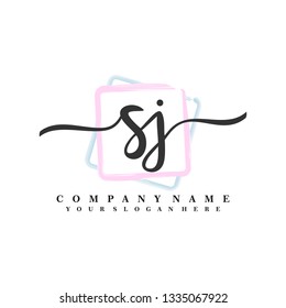 S J Initial handwriting logo vector
