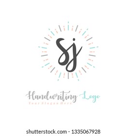 S J Initial handwriting logo vector