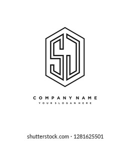 S J initial letter, modern logo design template vector 