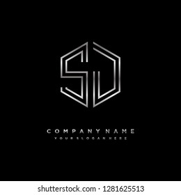 S J initial letter, modern logo design template vector 