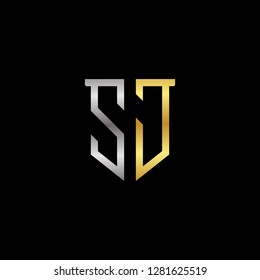 S J initial letter, modern logo design template vector 