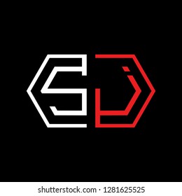 S J initial letter, modern logo design template vector 