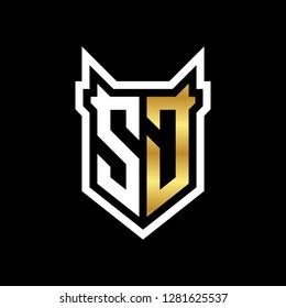 S J initial letter, modern logo design template vector 