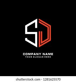 S J initial letter, modern logo design template vector 