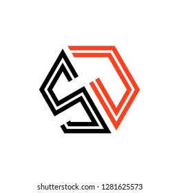 S J initial letter, modern logo design template vector 