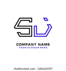 S J initial letter, modern logo design template vector 