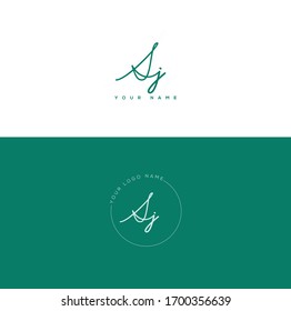 S J SJ Initial letter handwriting and signature logo.	