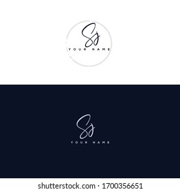 S J SJ Initial letter handwriting and signature logo.	