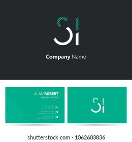 S & I joint logo stroke letter design with business card template
