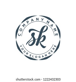 S K Initial handwriting logo vector