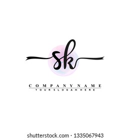 S K Initial handwriting logo vector