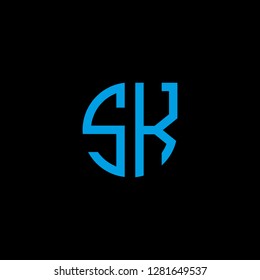 S K initial letter, modern logo design template vector 