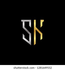 S K initial letter, modern logo design template vector 