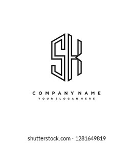 S K initial letter, modern logo design template vector 