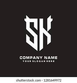 S K initial letter, modern logo design template vector 