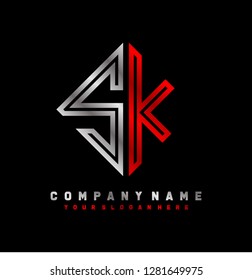 S K initial letter, modern logo design template vector 
