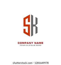 S K initial letter, modern logo design template vector 