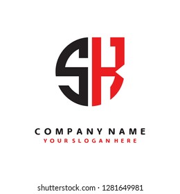 S K initial letter, modern logo design template vector 