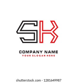 S K initial letter, modern logo design template vector 