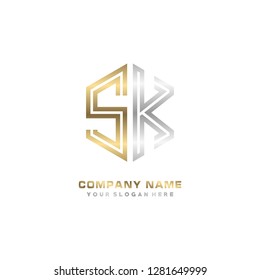 S K initial letter, modern logo design template vector 