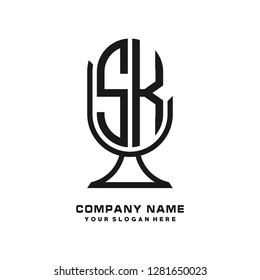 S K initial letter, modern logo design template vector 