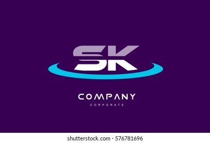 s k sk cyan magenta blue letter combination alphabet vector company logo icon sign design template 