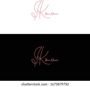 S K SK Initial letter handwriting and signature logo.