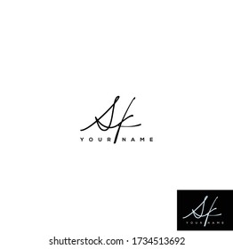 S K SK Escritura manuscrita inicial y logotipo de la firma.	
