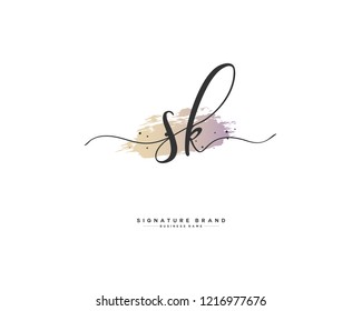 S K SK initial logo handwriting  template vector