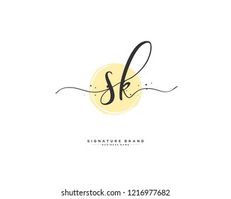 S K SK initial logo handwriting  template vector