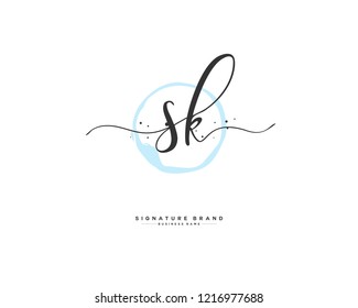 S K SK Initial-Logo-Handschriftvorlage Vektorillustration